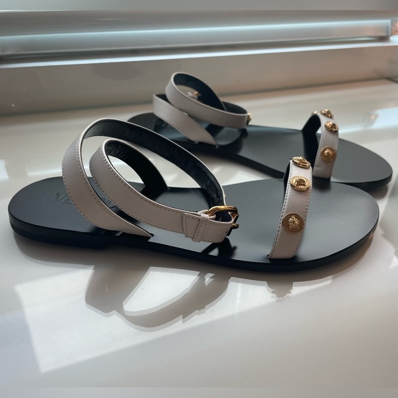 Versace White Tribute Flat Sandals